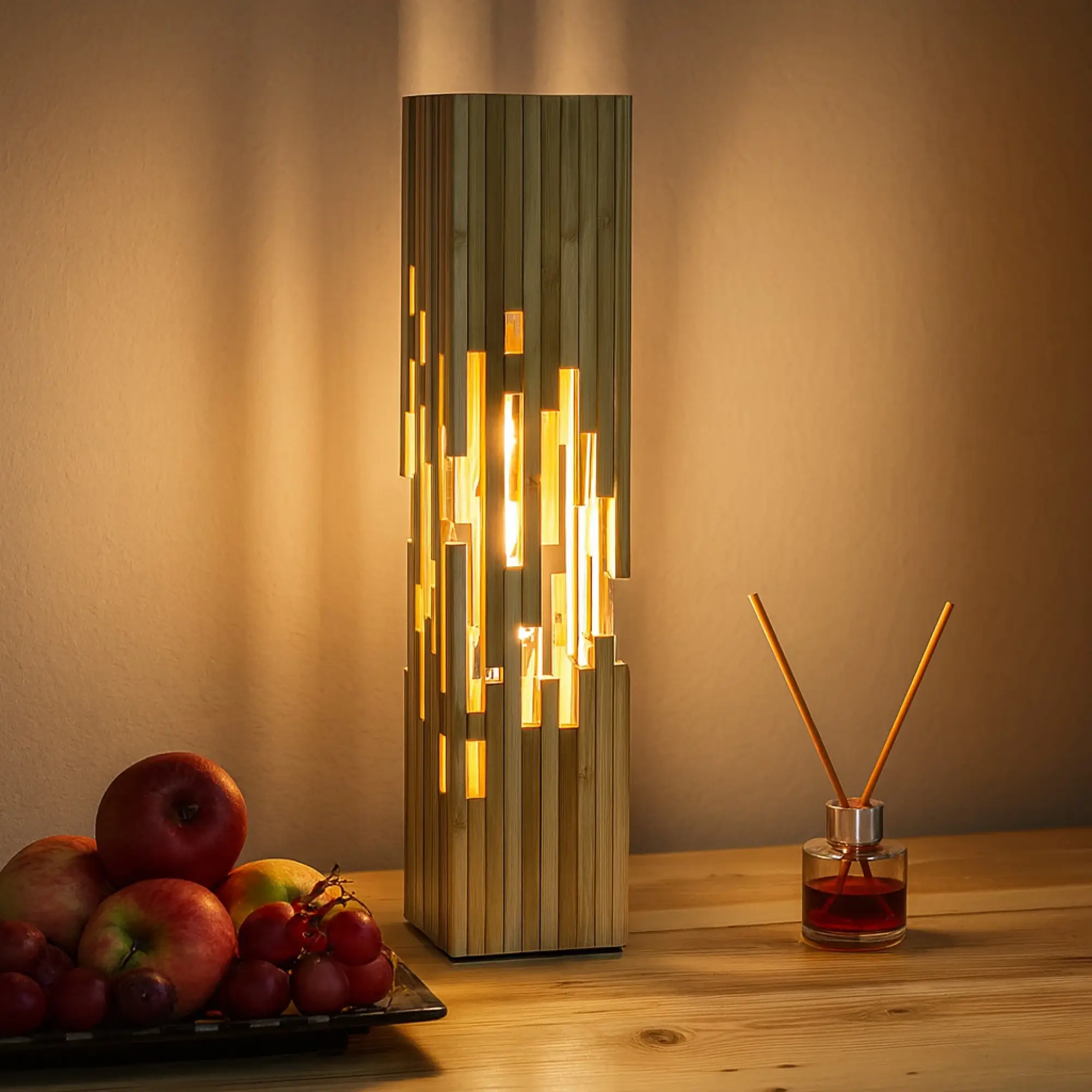 Lampe en bambou – Design contemporain ajouré